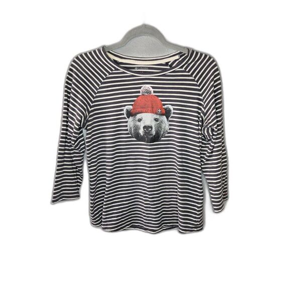 Columbia Women's Unbearable Striped Graphic 3/4 Sleeve T-Shirt Size Medium - Picture 1 of 6